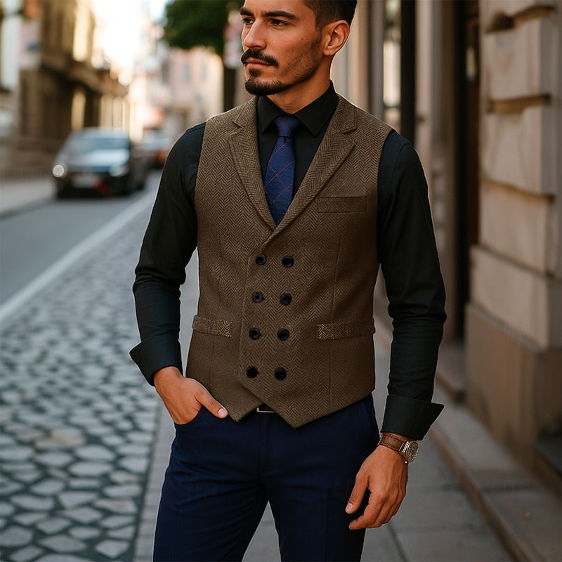 Bennett | Double-Breasted Herringbone Waistcoat Image