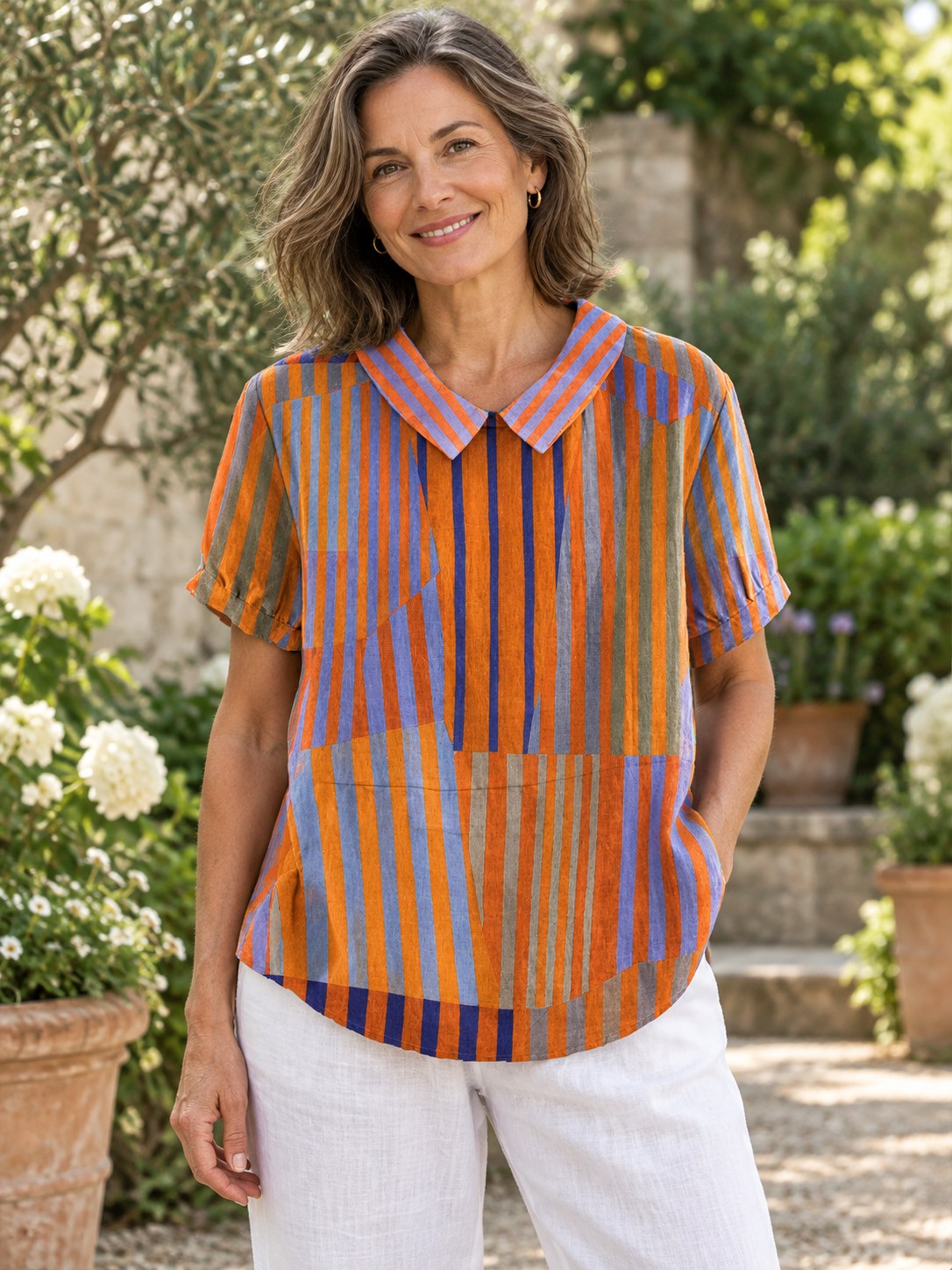 Lauren | Stylish Geometric Striped Shirt Image