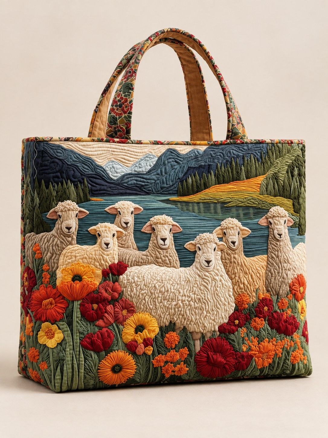 Lauren | Artistic Sheep Floral Design Tote Bag