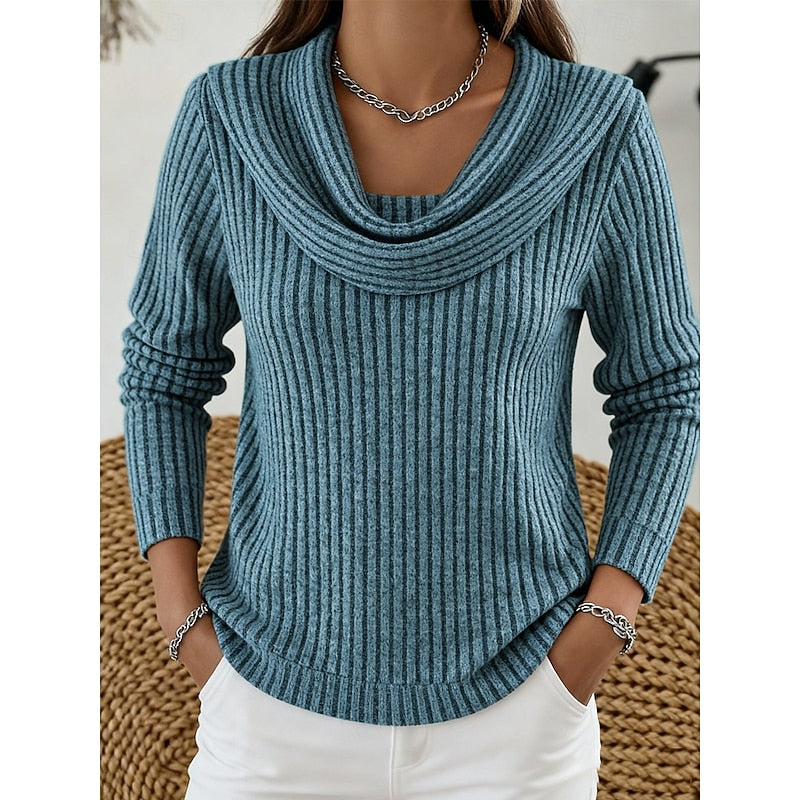 Isadora | Cowl-Neck Ribbed Top Image
