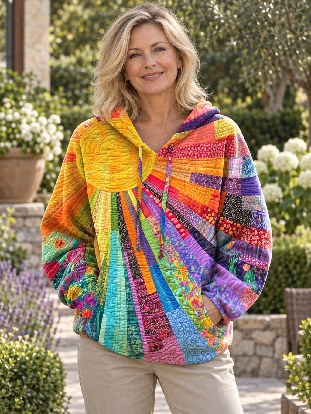 Lila | Radiant Patchwork Bohemian Hoodie