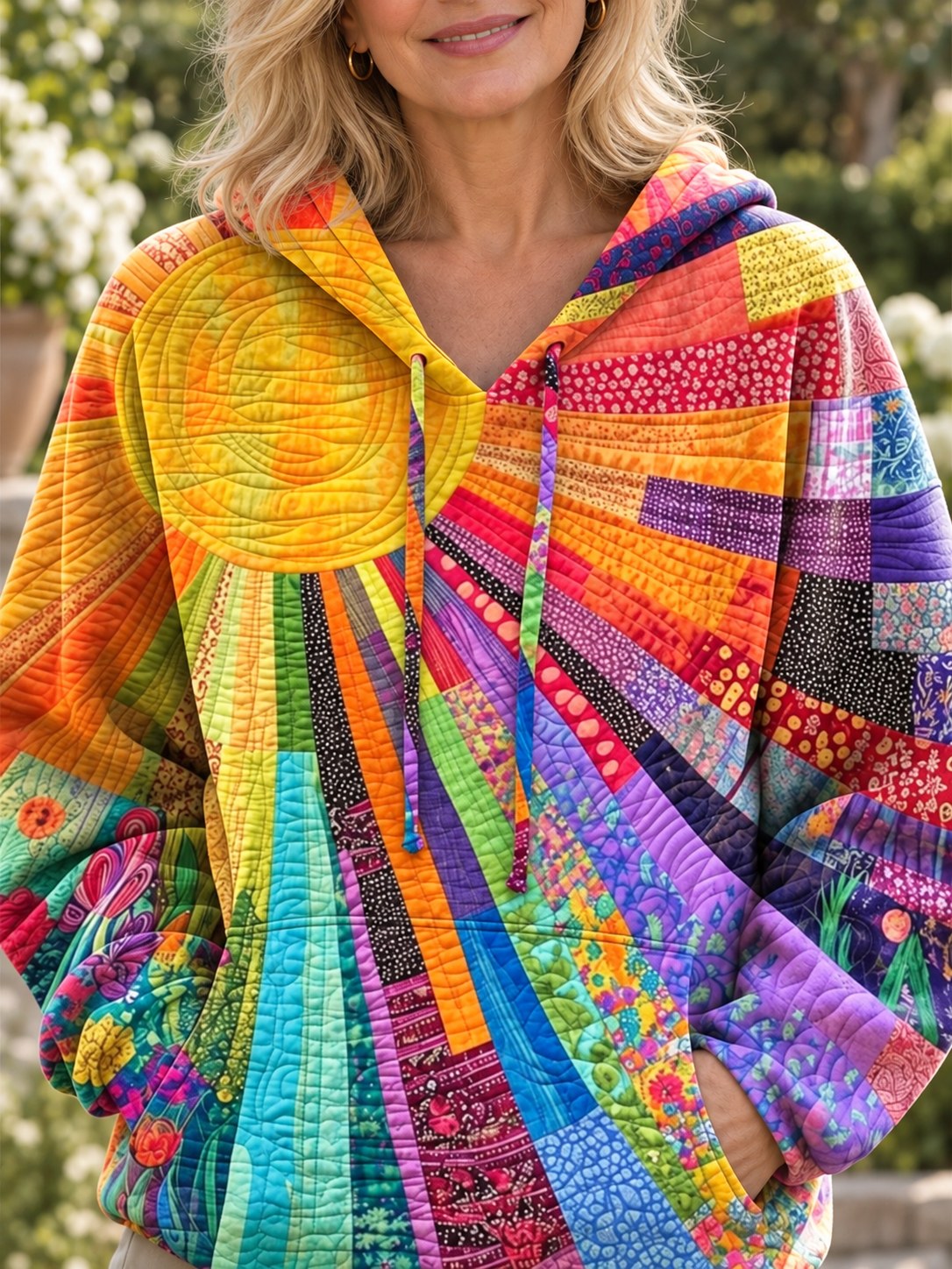 Lila | Radiant Patchwork Bohemian Hoodie