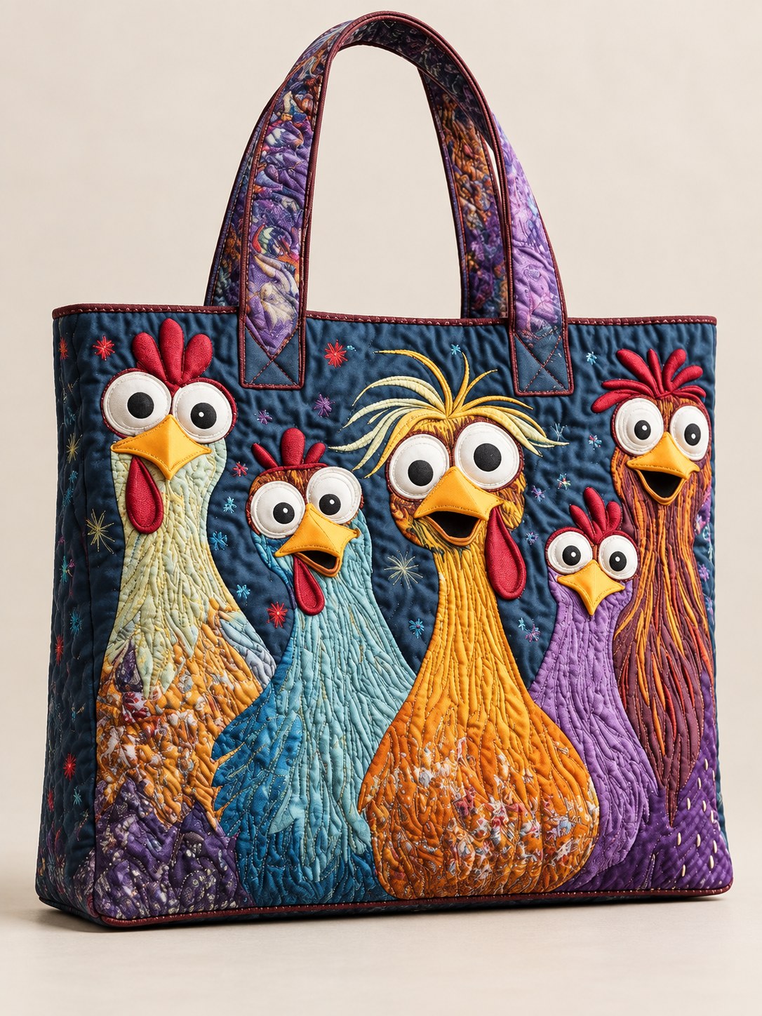 Louise | Multicolor Chicken Art Tote Bag Image