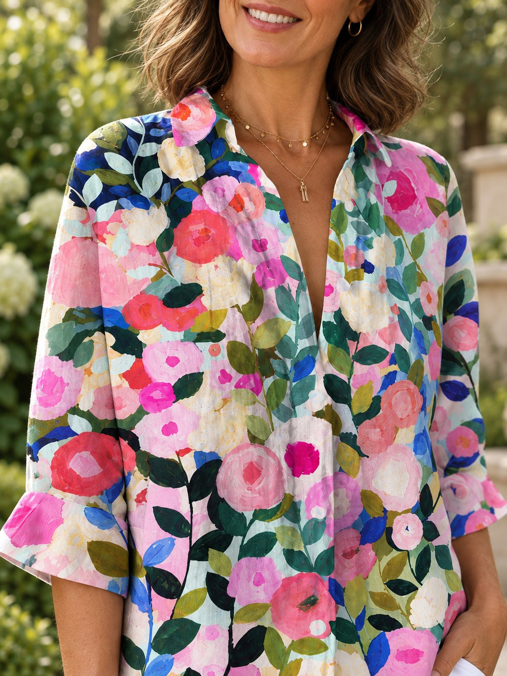 Louise | Stylish Floral Canvas Blouse