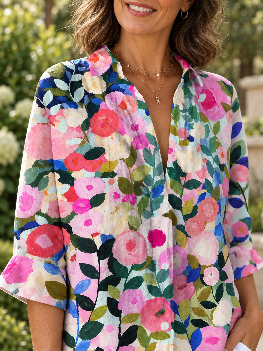 Louise | Stylish Floral Canvas Blouse
