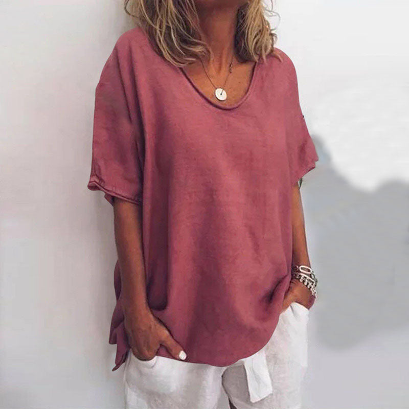 Megan | Refined V-Neck Short Sleeve Blouse Image