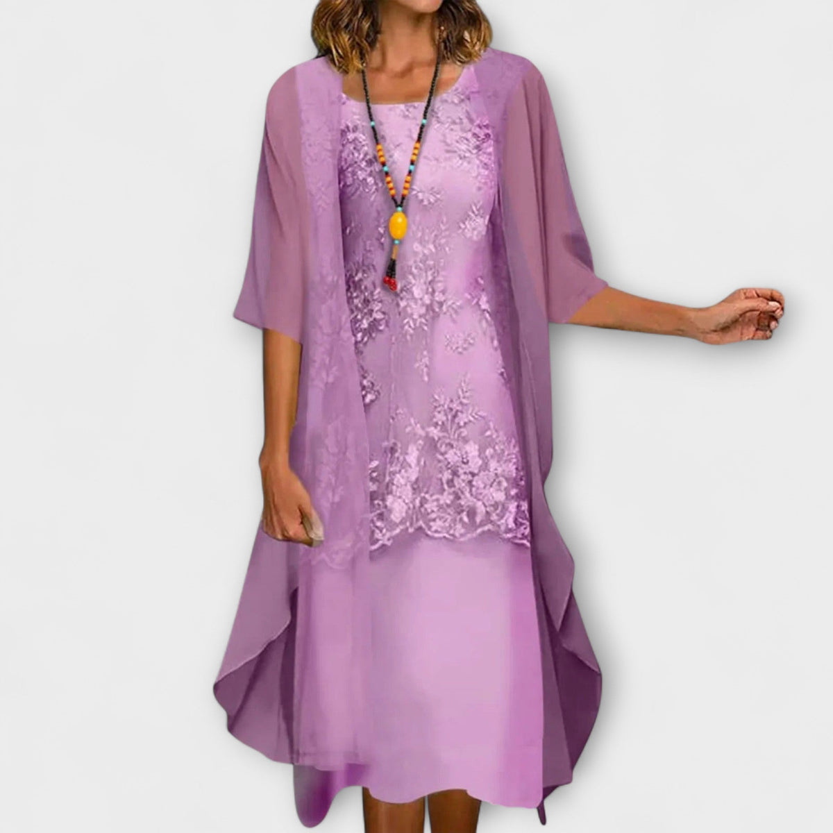 Amelia | Elegant Floral Wide Sleeve Dress Image