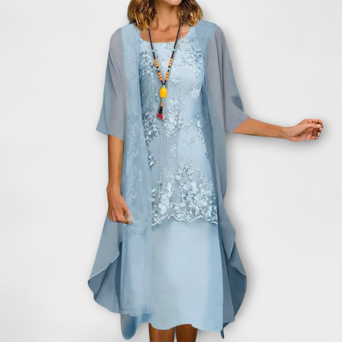 Amelia | Elegant Floral Wide Sleeve Dress Image