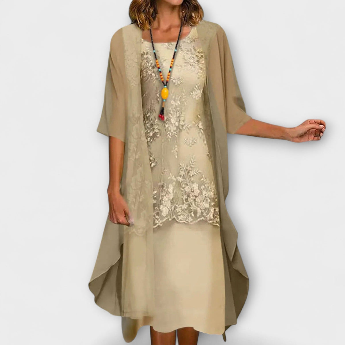Amelia | Elegant Floral Wide Sleeve Dress Image