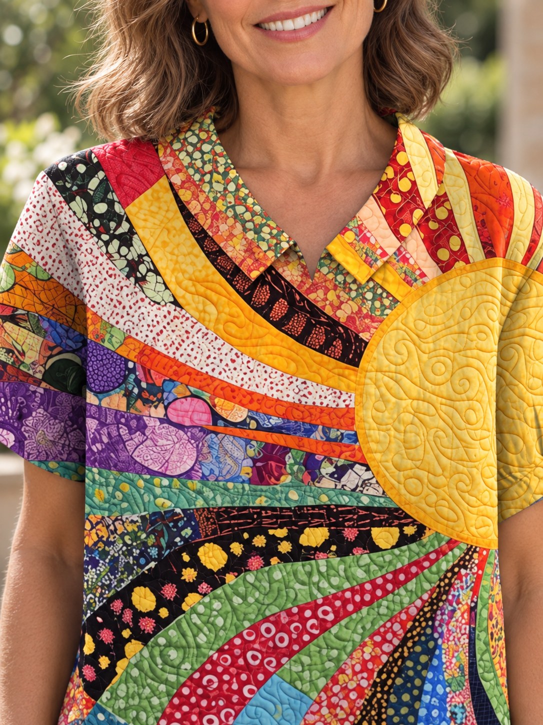 Maine | Elegant Sunburst Patchwork Shirt Image