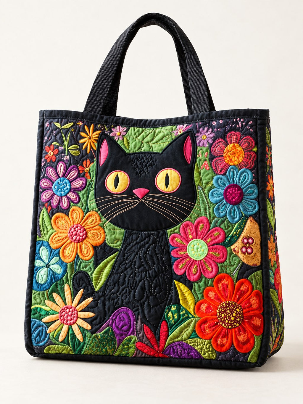 Martha | Stylish Floral Cat Art Tote Bag