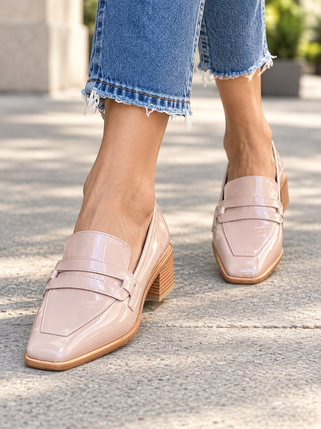 Micah | Elegant Wide Heel Shiny Mocassins Image