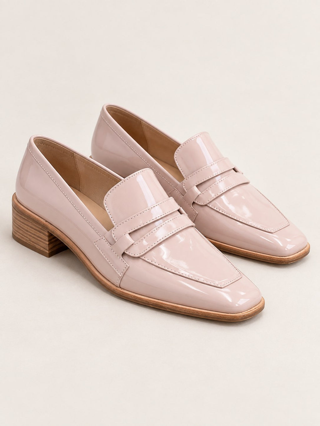 Micah | Elegant Wide Heel Shiny Mocassins