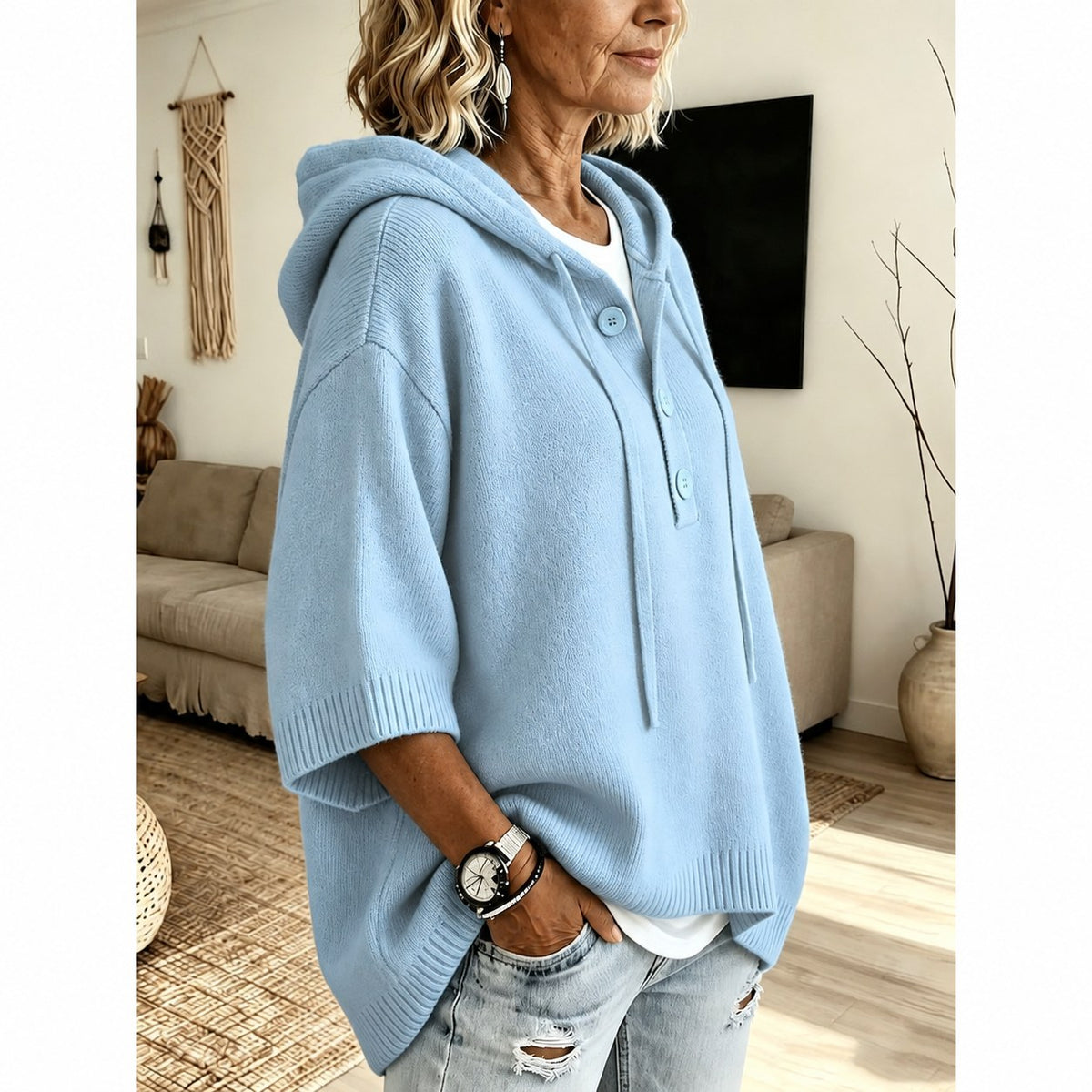 Brooklyn | Relaxed Hooded Knit Sweater Image
