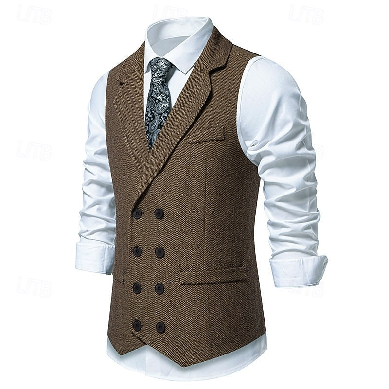 Bennett | Double-Breasted Herringbone Waistcoat Image