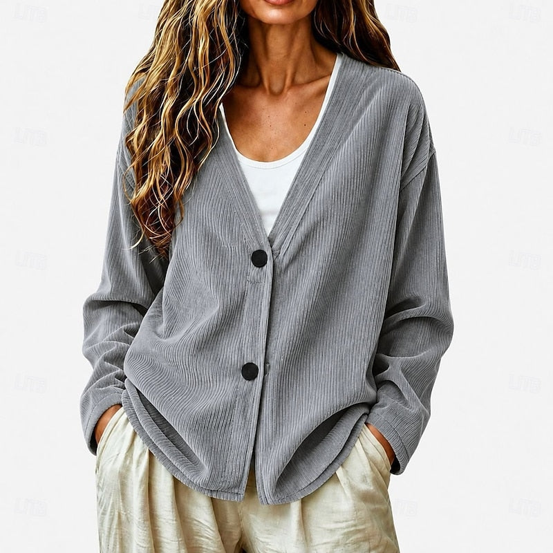Selene | Relaxed V-Neck Button Cardigan Image