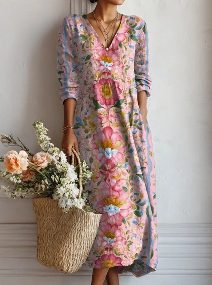 Jasmine | Comfortable Floral V-Neck Dress Image