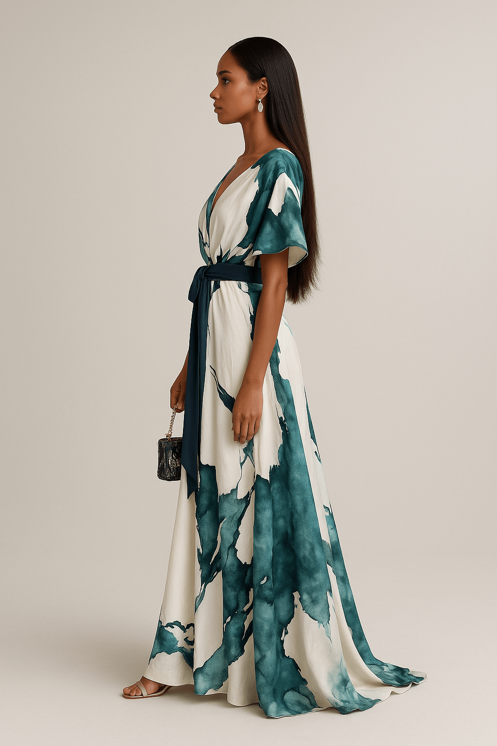 Marissa | Watercolor Print Long Dress Image