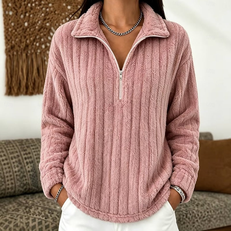 Elodie | Cozy Textured Quarter-Zip Pullover Image