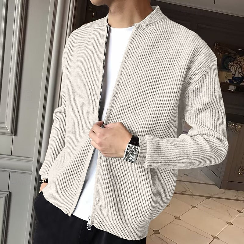 Nigel | Ribbed Zip-Front Cardigan Image