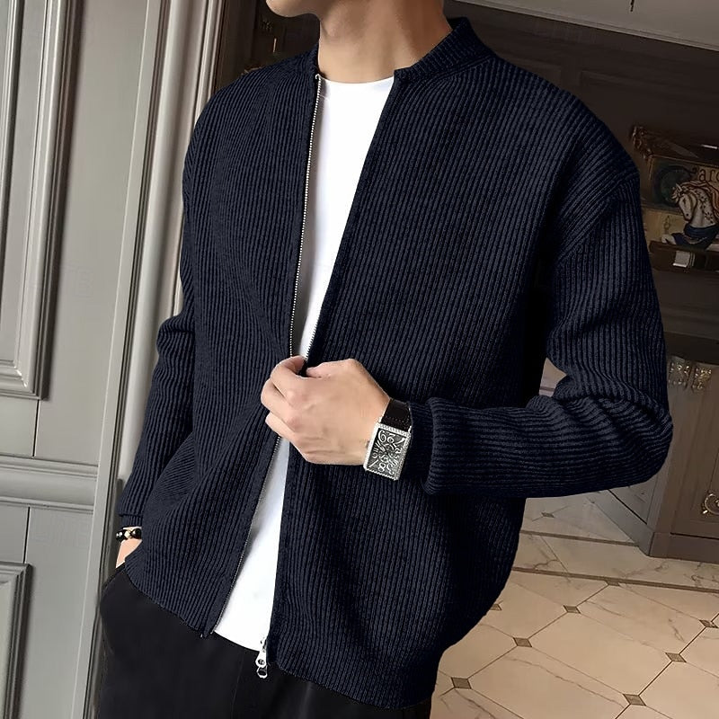 Nigel | Ribbed Zip-Front Cardigan Image