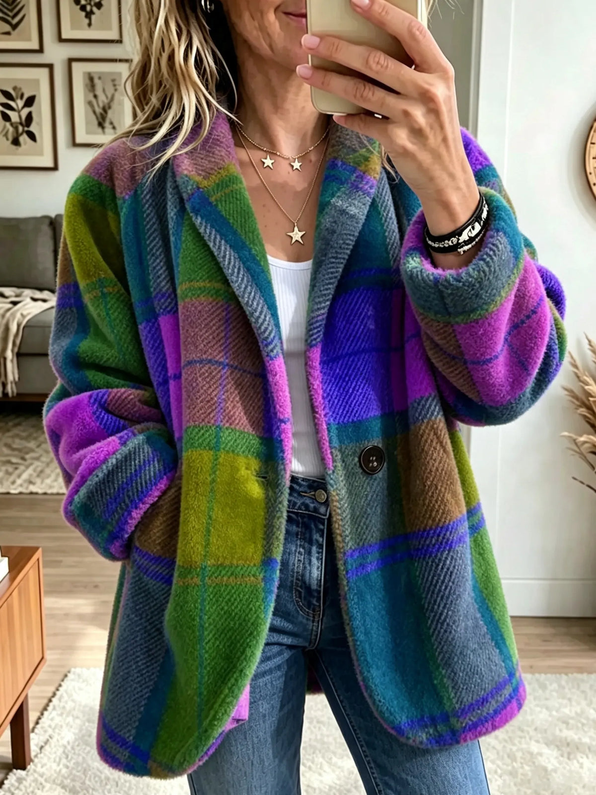 Penelope | Cozy Plaid Jacket Image