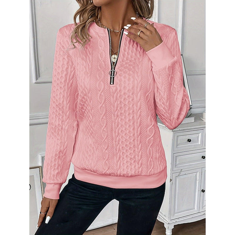 Rosanna | Cable-Textured Quarter-Zip Top Image