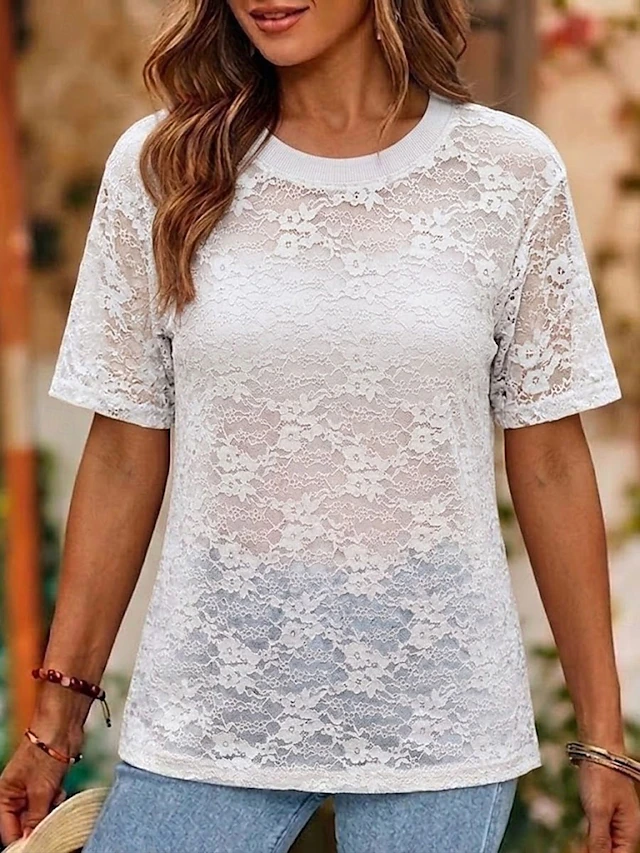 Vera | Floral Openwork Top Image