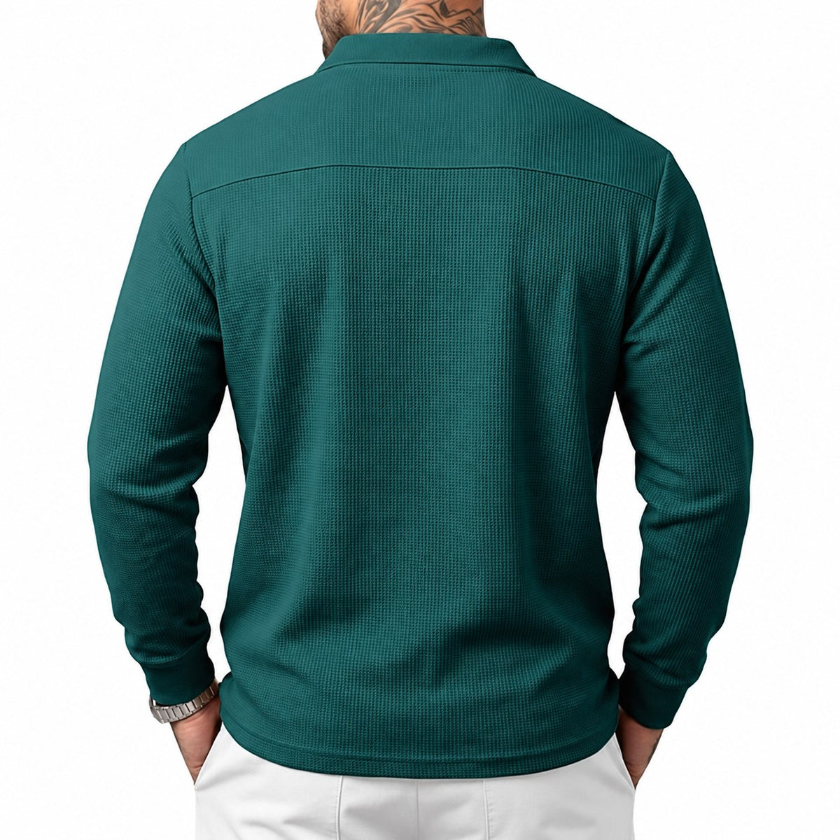 Quentin | Textured Long-Sleeve Polo Shirt