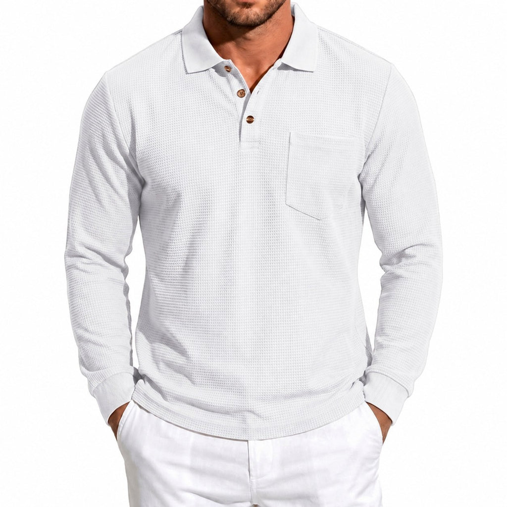 Quentin | Textured Long-Sleeve Polo Shirt