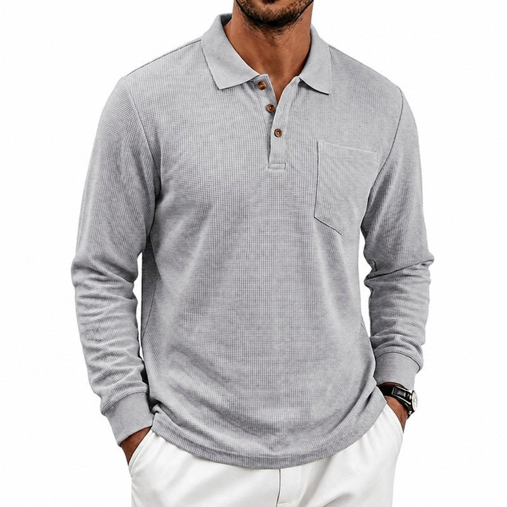 Quentin | Textured Long-Sleeve Polo Shirt