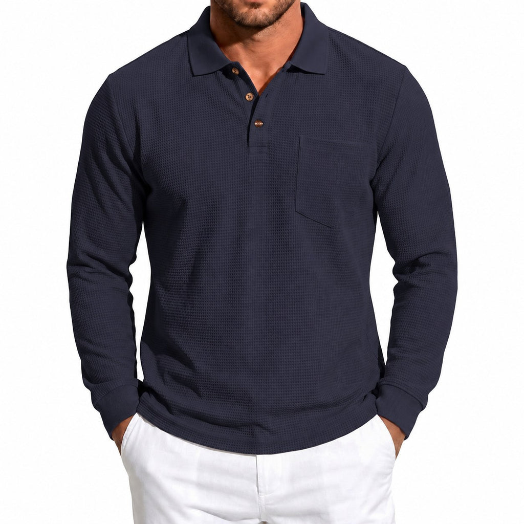 Quentin | Textured Long-Sleeve Polo Shirt