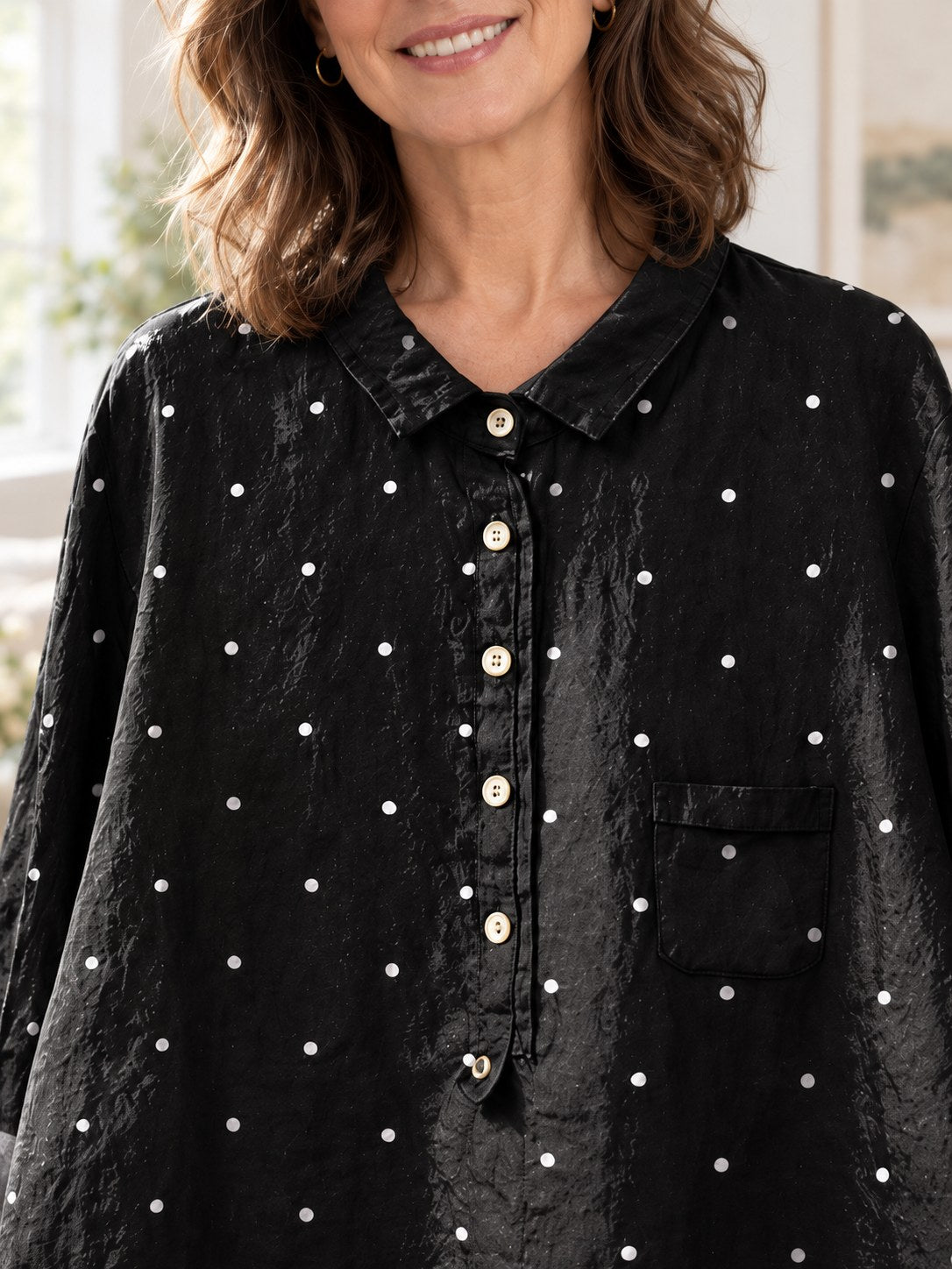 Rachael | Classic Dotted Black Blouse Image