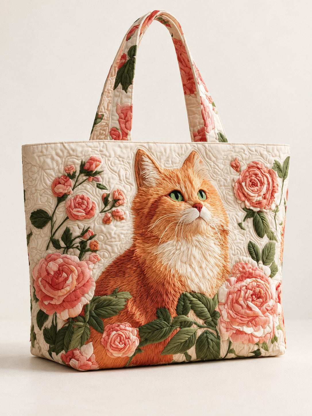 Rachel | Multicolor Rose Cat Art Tote Bag Image