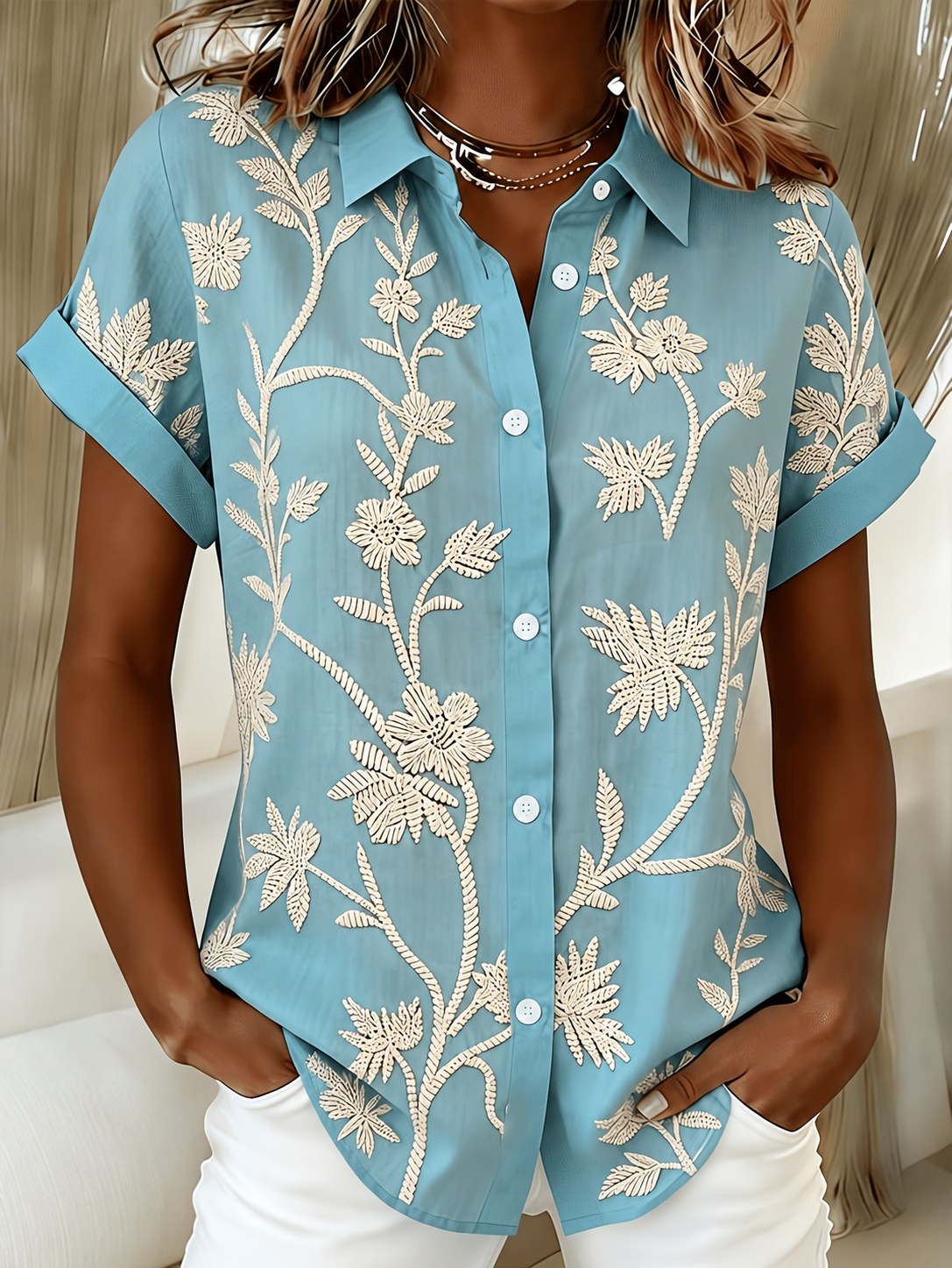 Regina | Botanical Print Shirt