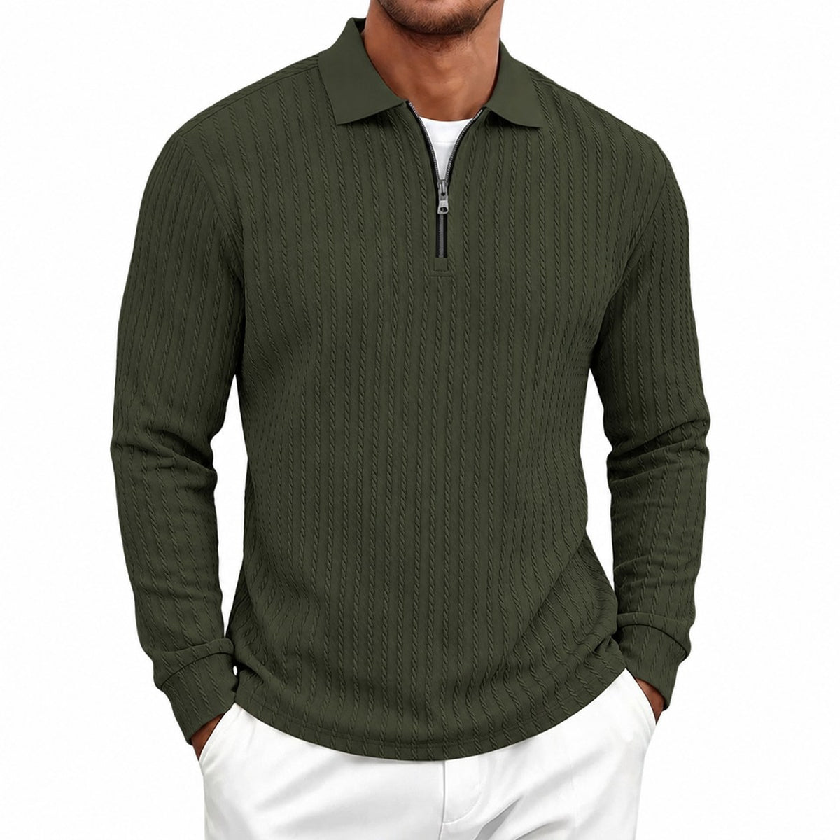 Rhett | Textured Quarter-Zip Polo Shirt