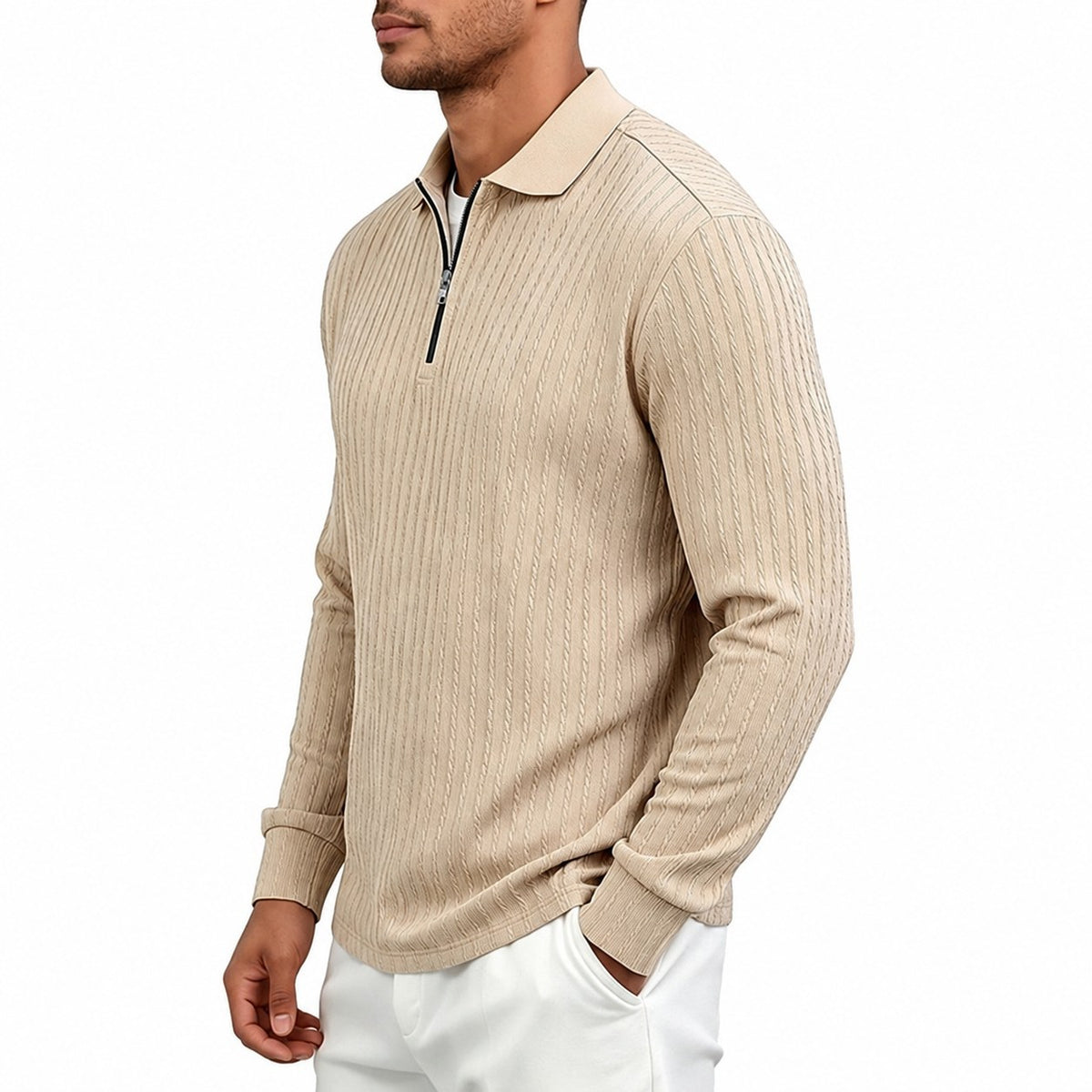 Rhett | Textured Quarter-Zip Polo Shirt Image