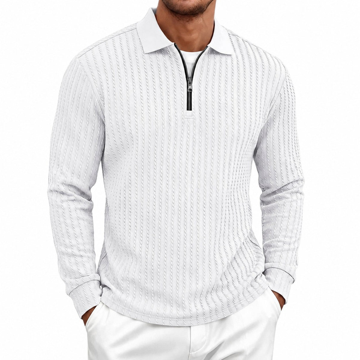 Rhett | Textured Quarter-Zip Polo Shirt