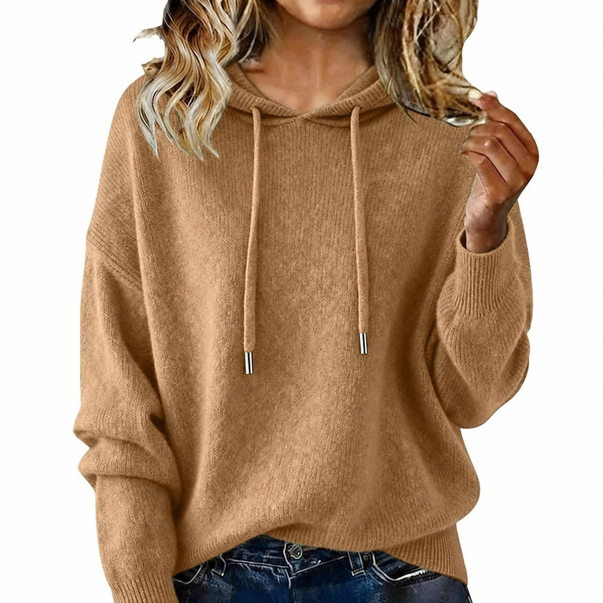 Delphine | Relaxed Hooded Knit Sweater Image