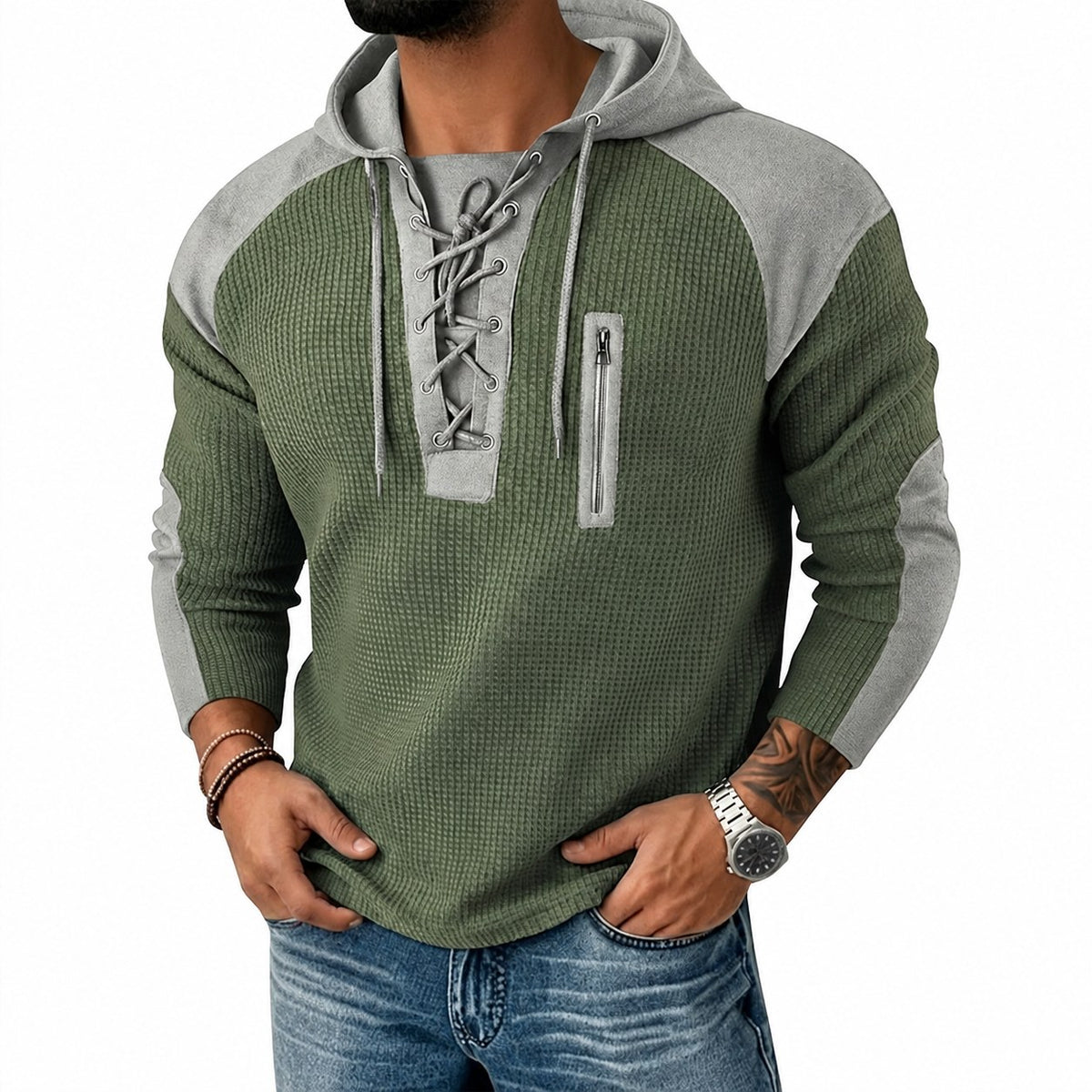 Wesley | Lace-Up Hooded Pullover Hoodie
