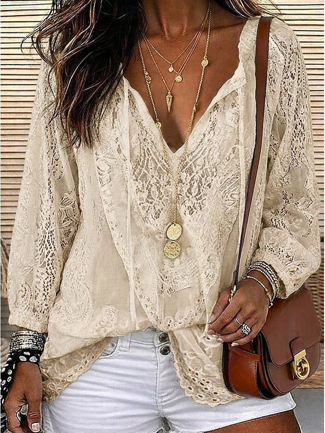 Estelle | Boho Lace-Detail Blouse Image