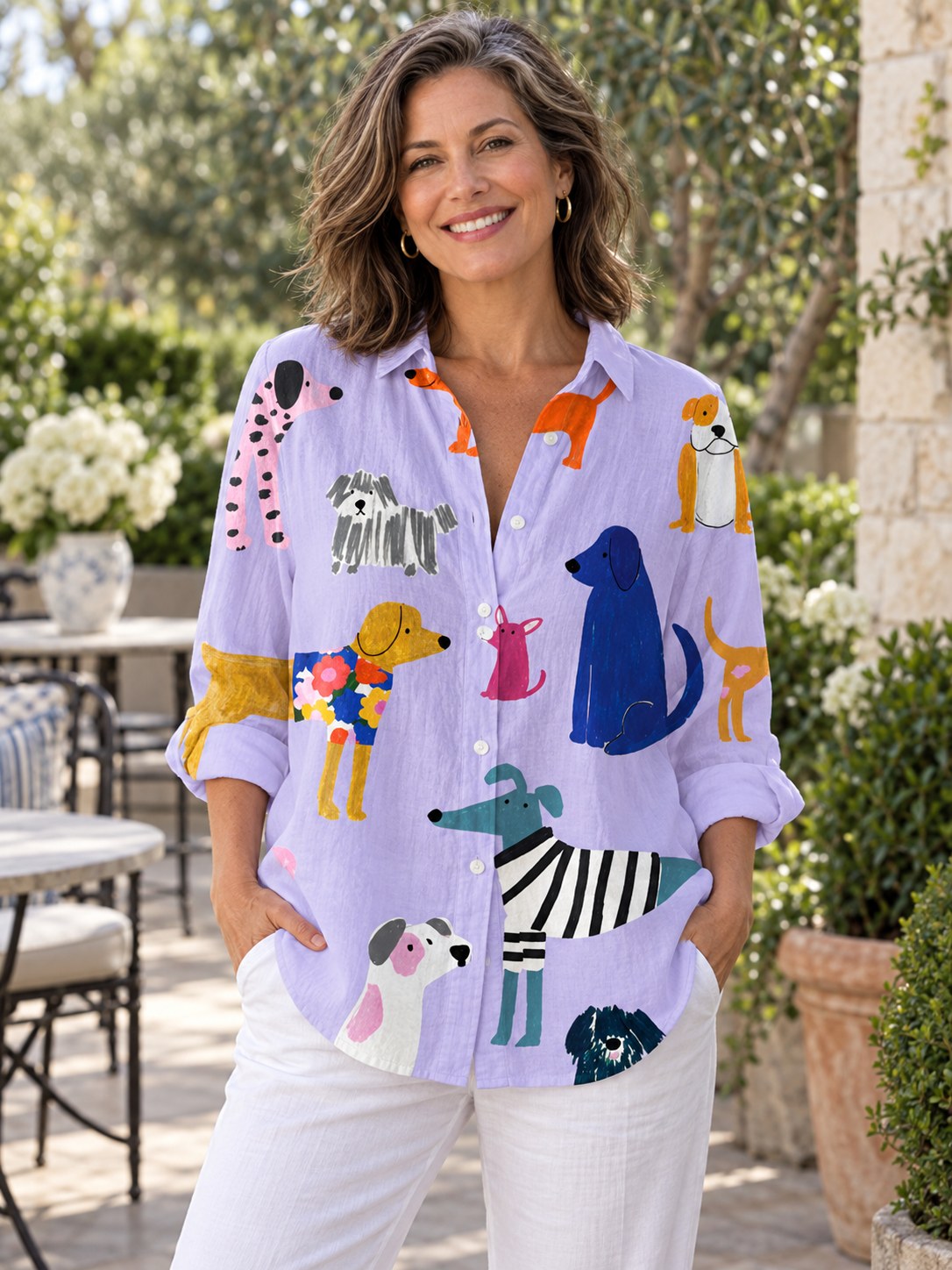 Sandra | Everyday Dog Design Button Blouse Image