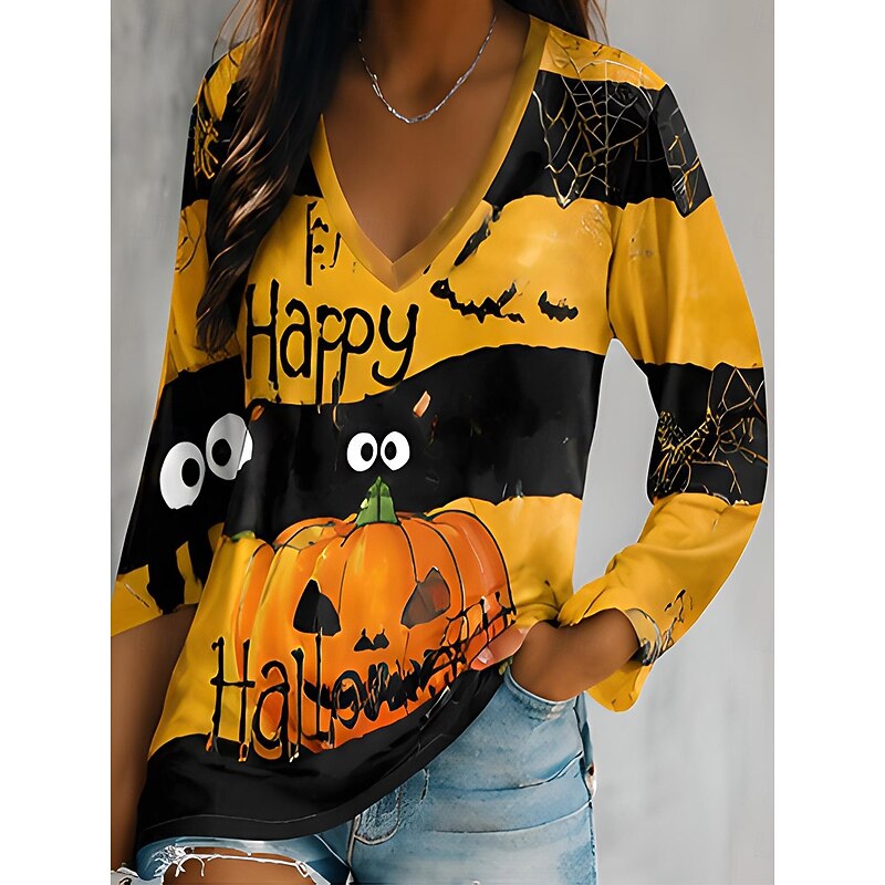Autumn | Halloween Graphic V-Neck Top Image