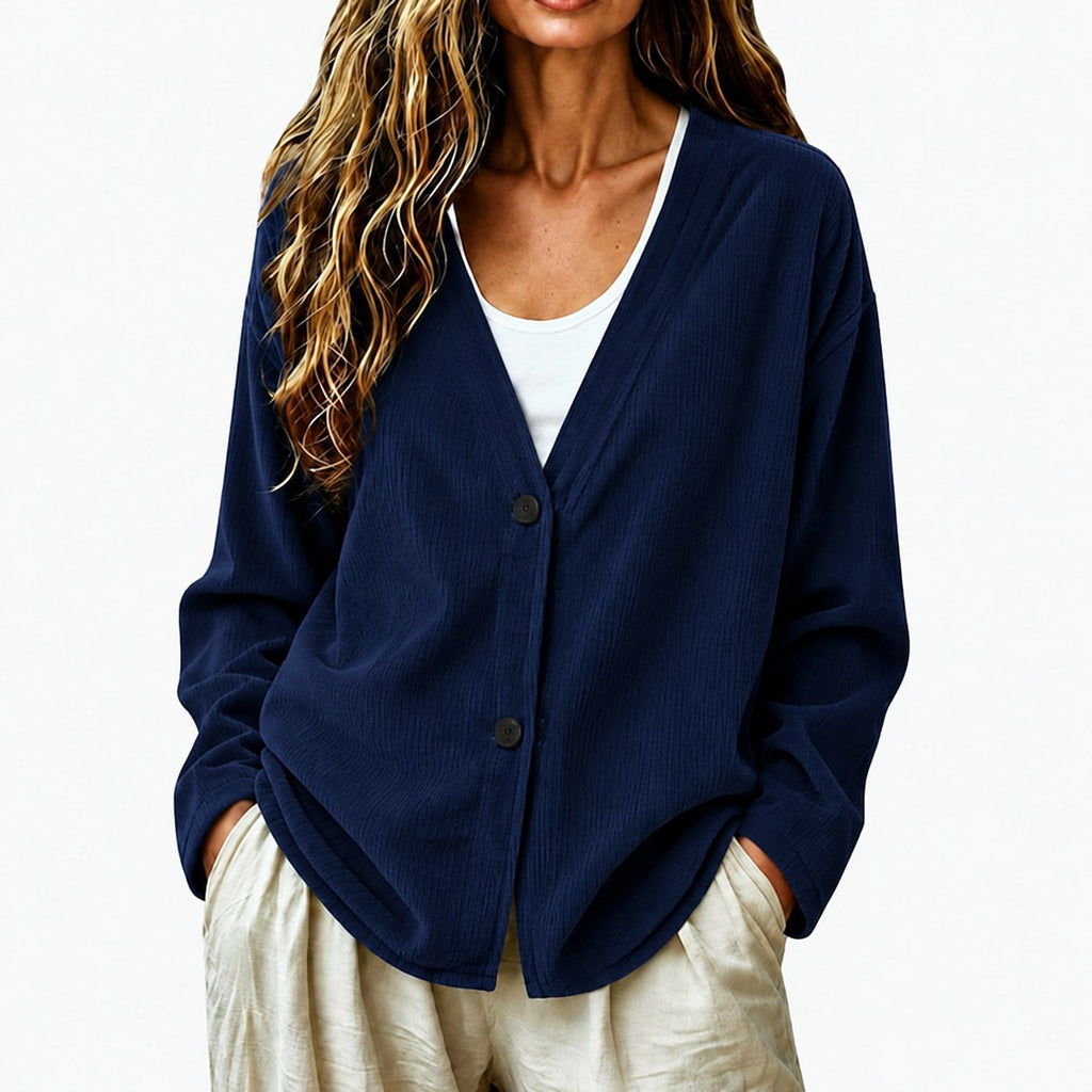 Selene | Relaxed V-Neck Button Cardigan