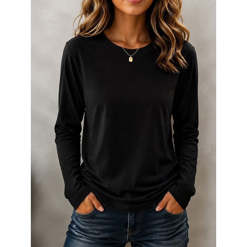 Rachel | Classic Long Sleeve Crew Neck Top Image