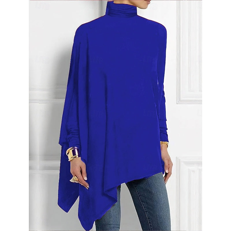 Evelyn | Draped Asymmetrical Turtleneck Top Image