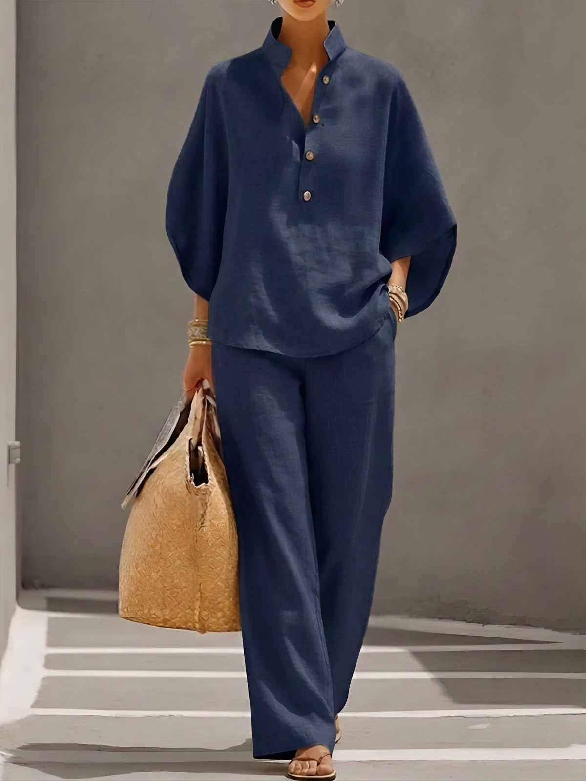 Vienna | Elegant Wide Leg and Collar 2 Piece Set Image