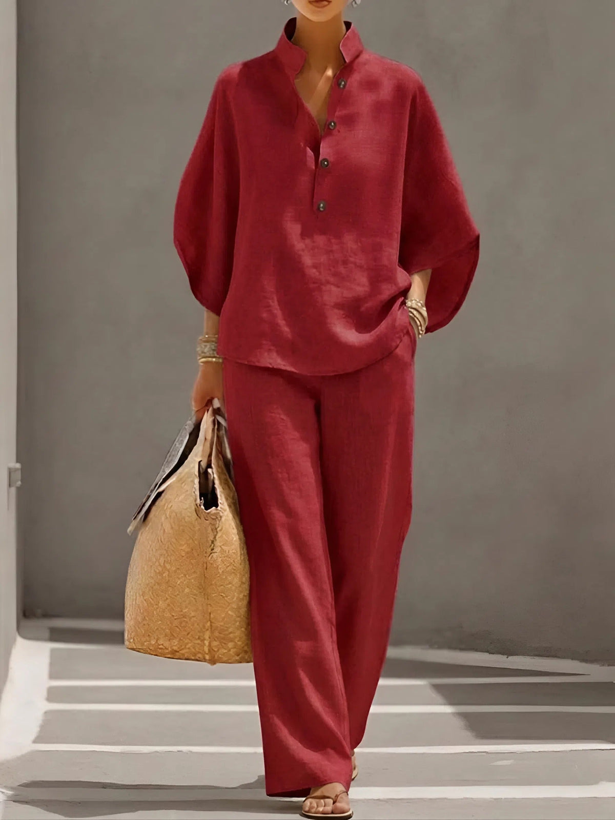 Vienna | Elegant Wide Leg and Collar 2 Piece Set Image