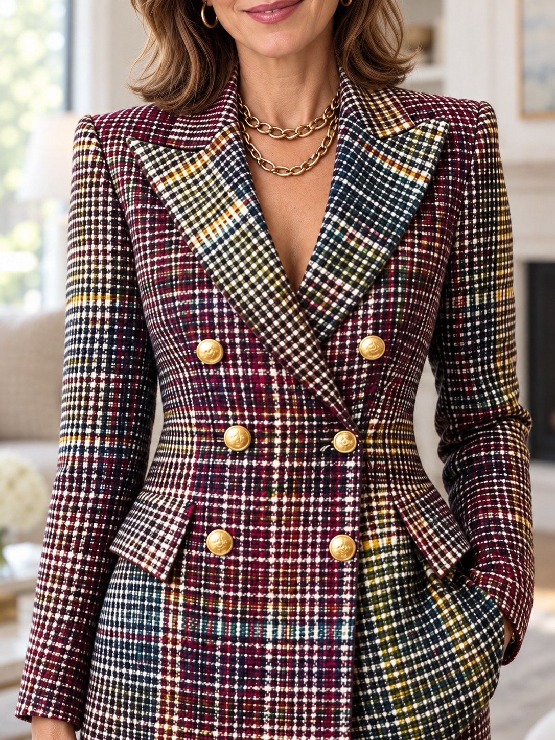 Sophia | Luxe Multicolor V-neck Suit Image
