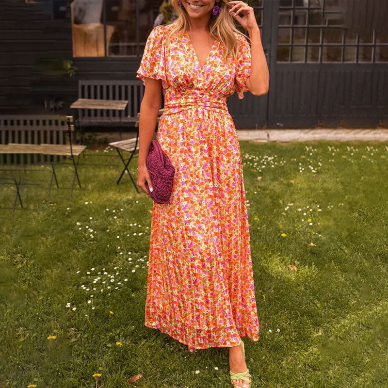 Emily | Classic V-Neck Floral Dress Image